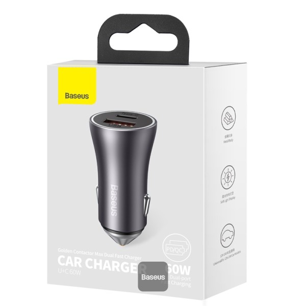 شارژر فندکی 65 وات بیسوس مدل Golden Contactor Pro 65W