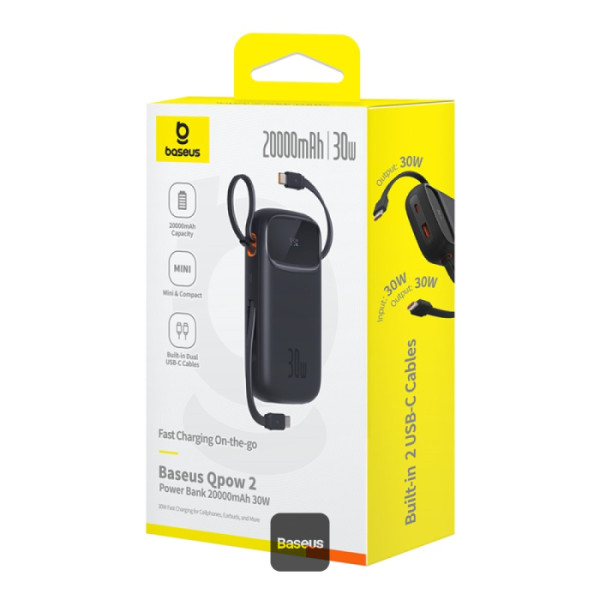 پاوربانک 30 وات بیسوس مدل QPow2 ظرفیت 20000 میلی آمپر ساعت