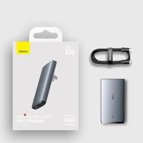 شارژر دیواری 65 وات بیسوس مدل GaN5 Pro Ultra-Slim به همراه کابل USB-C