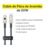 کابل 1 متری Type-C به ip بیسوس 20 وات مدل Unbreakable Series